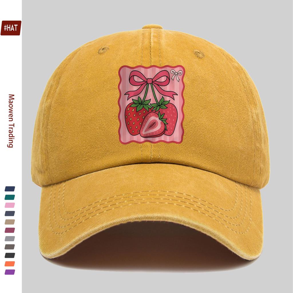 pc Strawberry Print Trucker Hat for Men Women Adjustable Snapback Cap with Strawberry Lightweight Vintage Washed Baseball