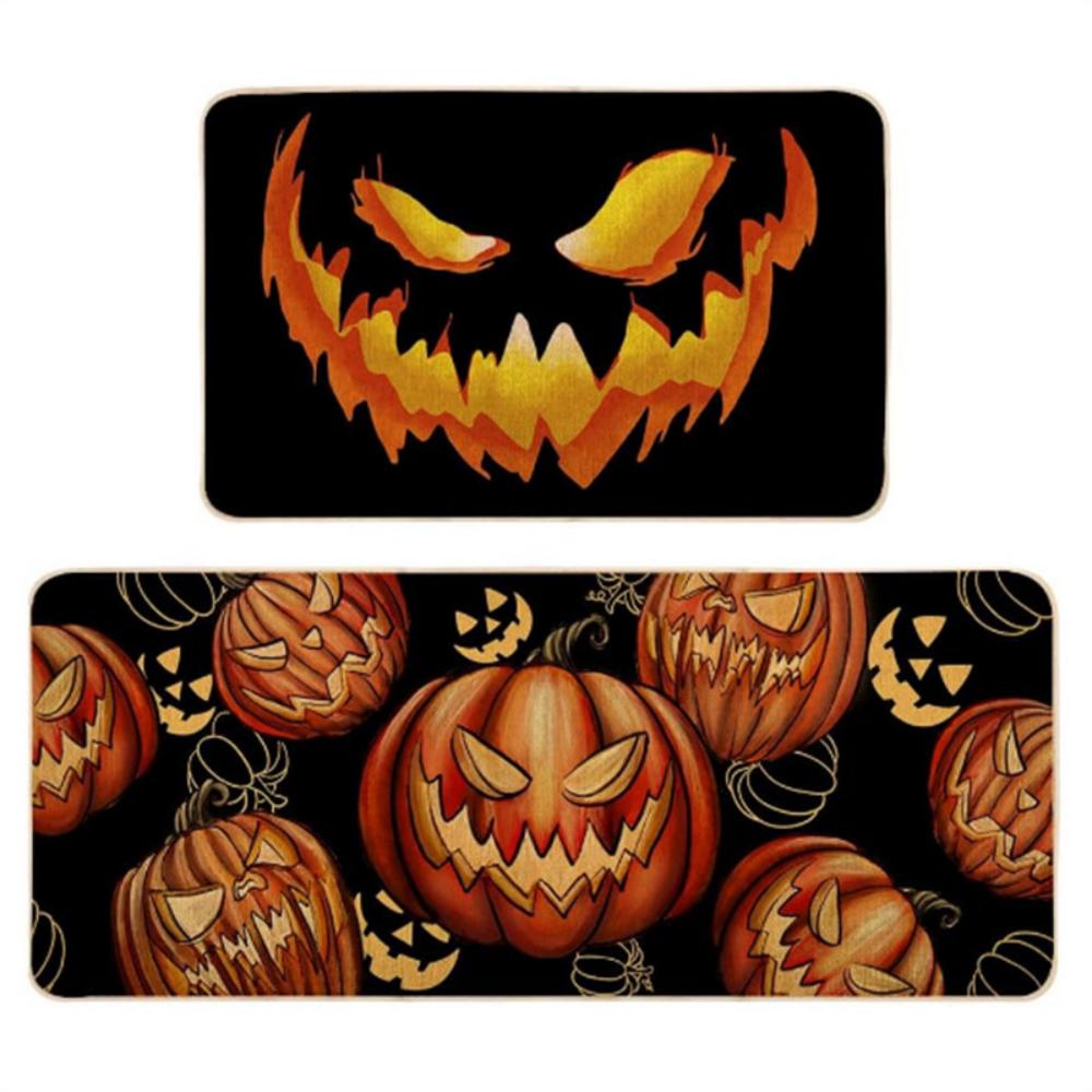 1pc/2pc Happy Halloween Pumpkin Witch Kitchen Floor Mat Laundry Room Nonslip Mat Entryway Doormat Home Decor Welcome Rug