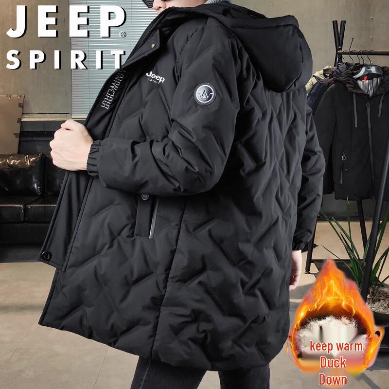 JEEP SPIRIT Men's Mid-Length Hooded Down Jacket