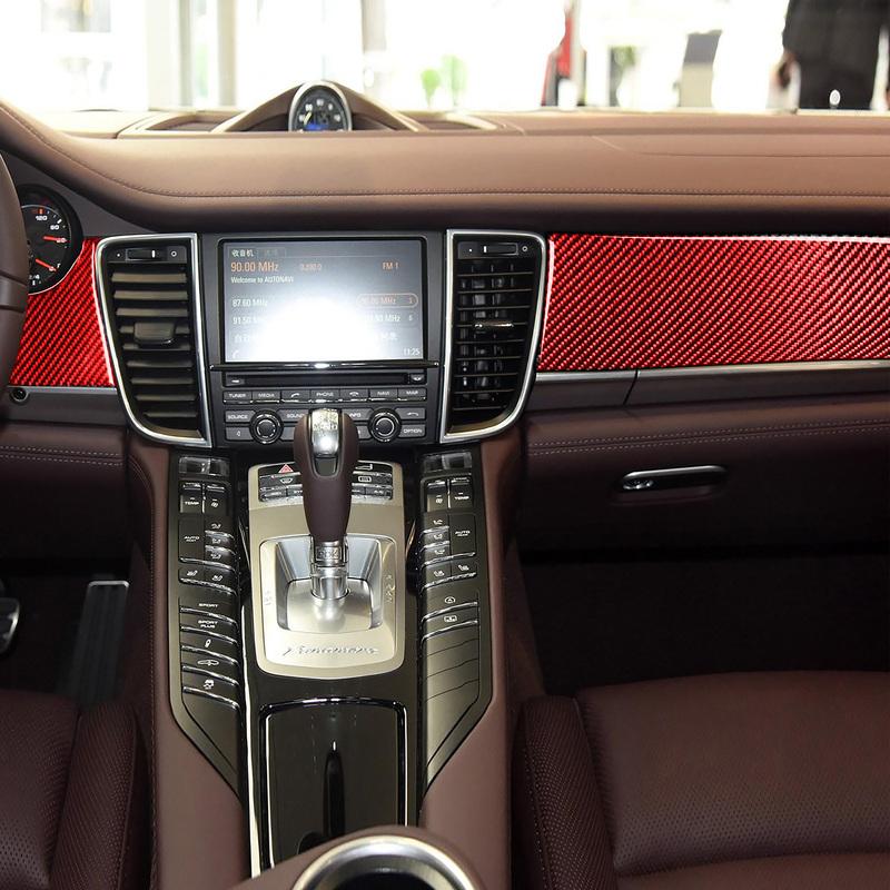 Real Carbon Fiber Car Accessories Dashboard Panel Decorative Trim Cover Soft Sticker For Porsche Panamera 2010-2016