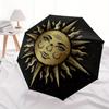 Golden Celestial Sun for Laptop, Phone, or Tablet - Unique Cosmic DesignUmbrella, Portable 3-Fold Umbrella for Men & Women,Christmas Gift ES178
