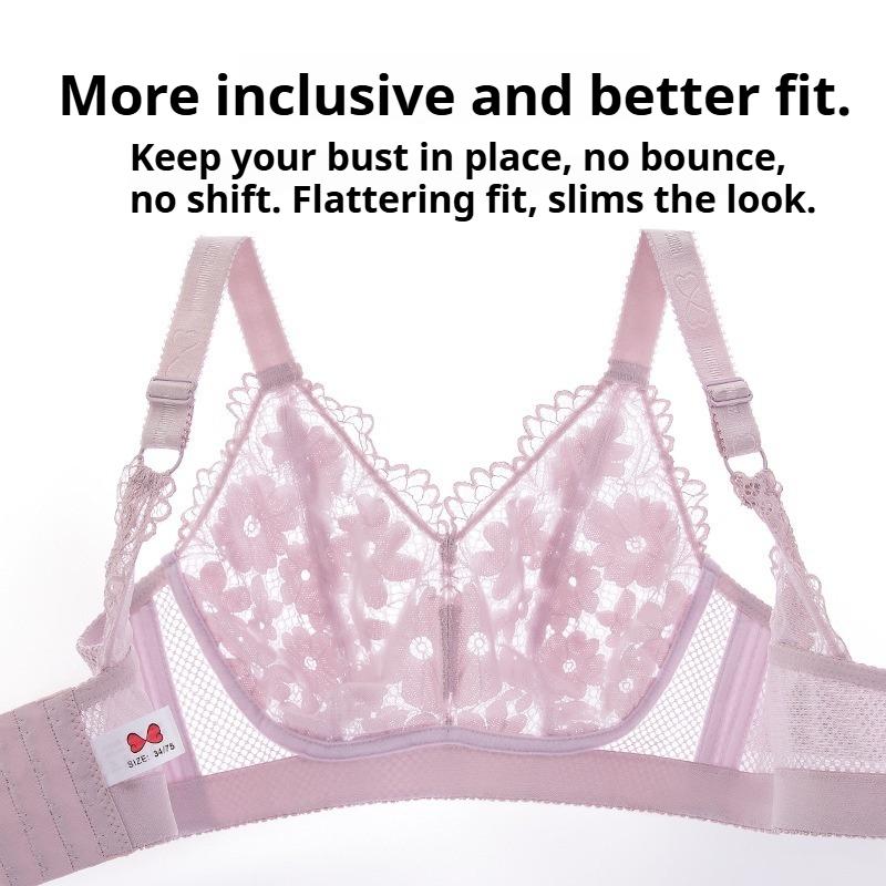Lace Back Beautiful Big Breasts Show Small Thin No Ring Underwear Ultra-thin Gathered Breasts To Prevent Sagging Large Size Bra