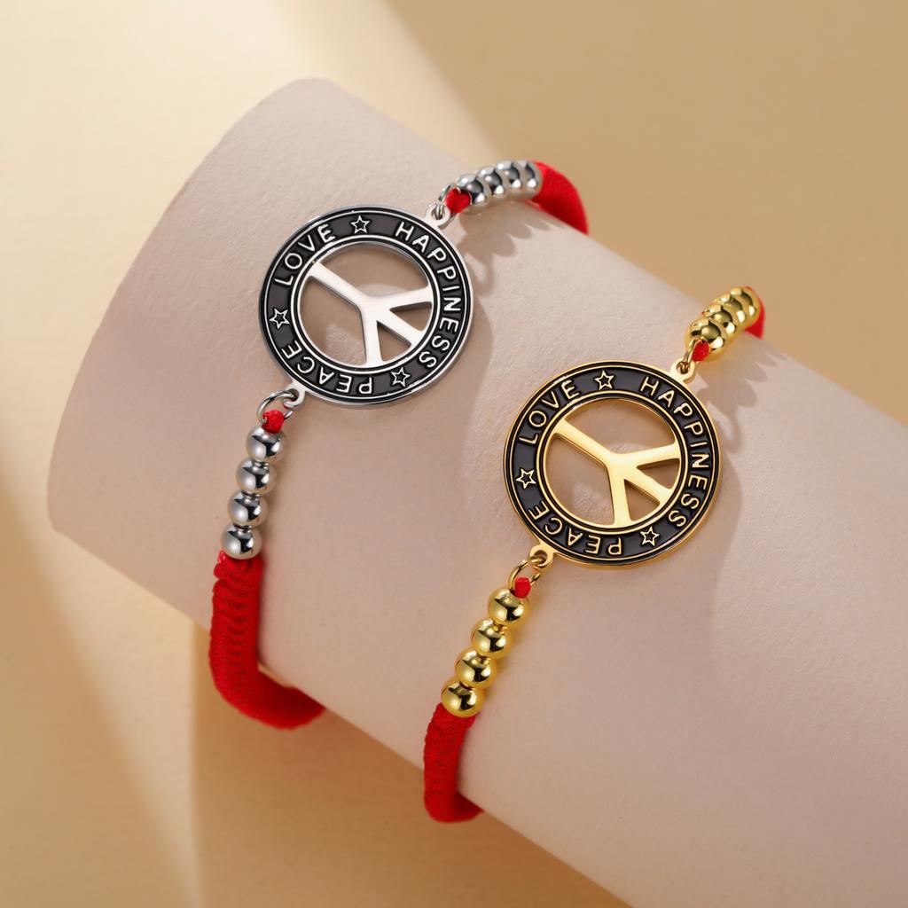 LIKGREAT Peace Sign Bracelet for Women Men Stainless Steel Bracelets Happiness Peace Love Amulet Spiritual Jewelry ChristmasGift