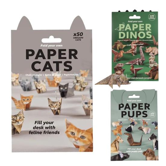 DIY Paper Animals Origami Paper To Fold Cute Cat Dog Dinosaur Figures Fun Origami Craft Set for Adults Kids Gift Desk Decoration