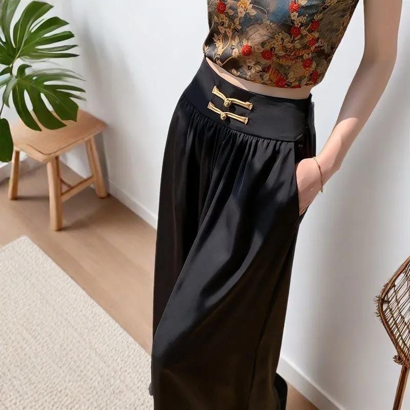 Pantaloni da Donna Primavera Estate Vita Alta Stile Cinese Pantaloni Femme Casual Chiffon Protezione Solare Pantaloni a Gonna da Donna