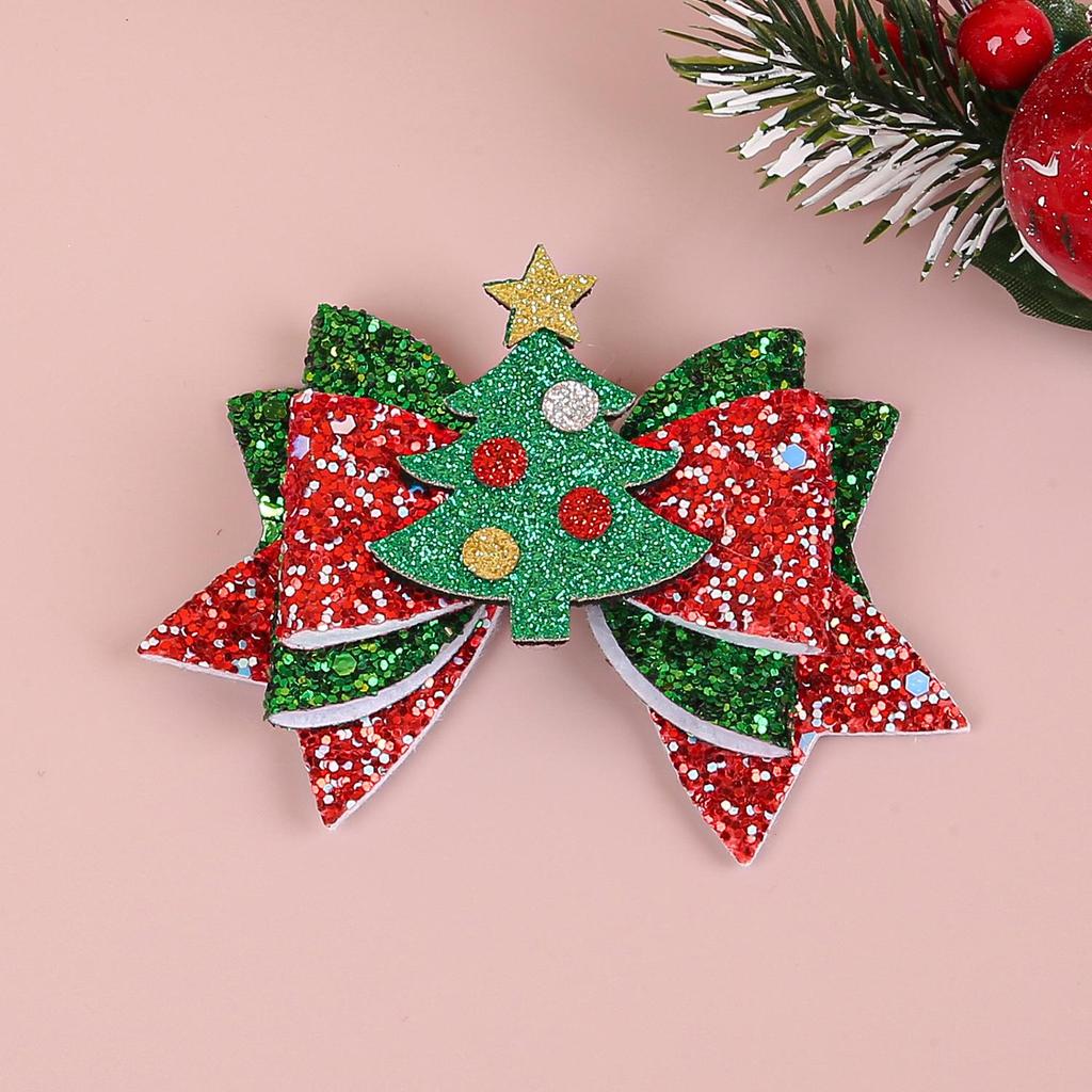 Christmas Party Swallowtail Glitter Bow Hair Clip for Kids