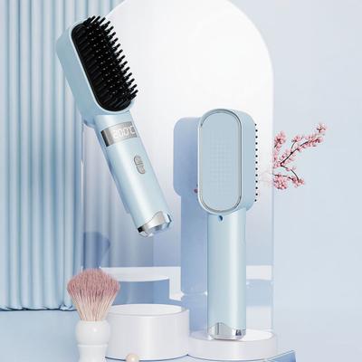 Cordless Hair Straightener Brush 4 Temperature Modes Adjustable LED Display Fast Heating Portable Travel Electric Hot Brush Curly Hair Styling