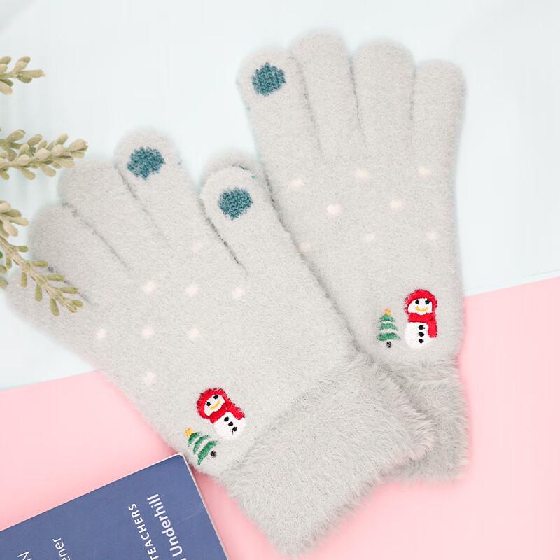 

LCsanyp Women s Snowman Thick Knit Touchscreen Gloves (3 Pairs)
