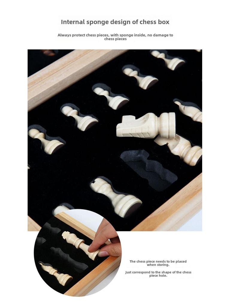 High-Quality Wooden Folding Chess Set for Students and Children