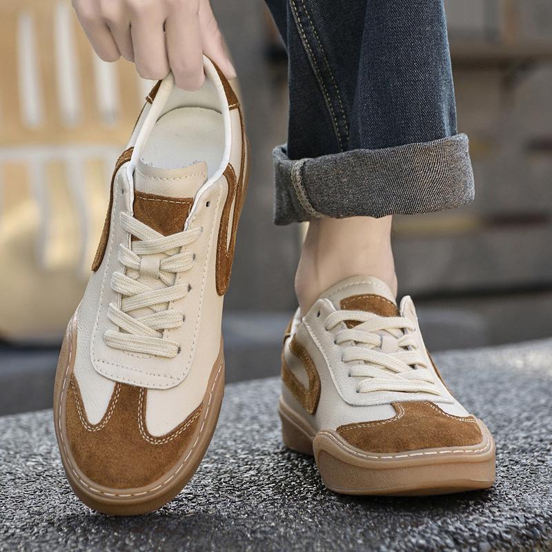 Large size men's shoes summer new leather German training shoes men's retro version men's versatile beef tendon sole casual shoes
