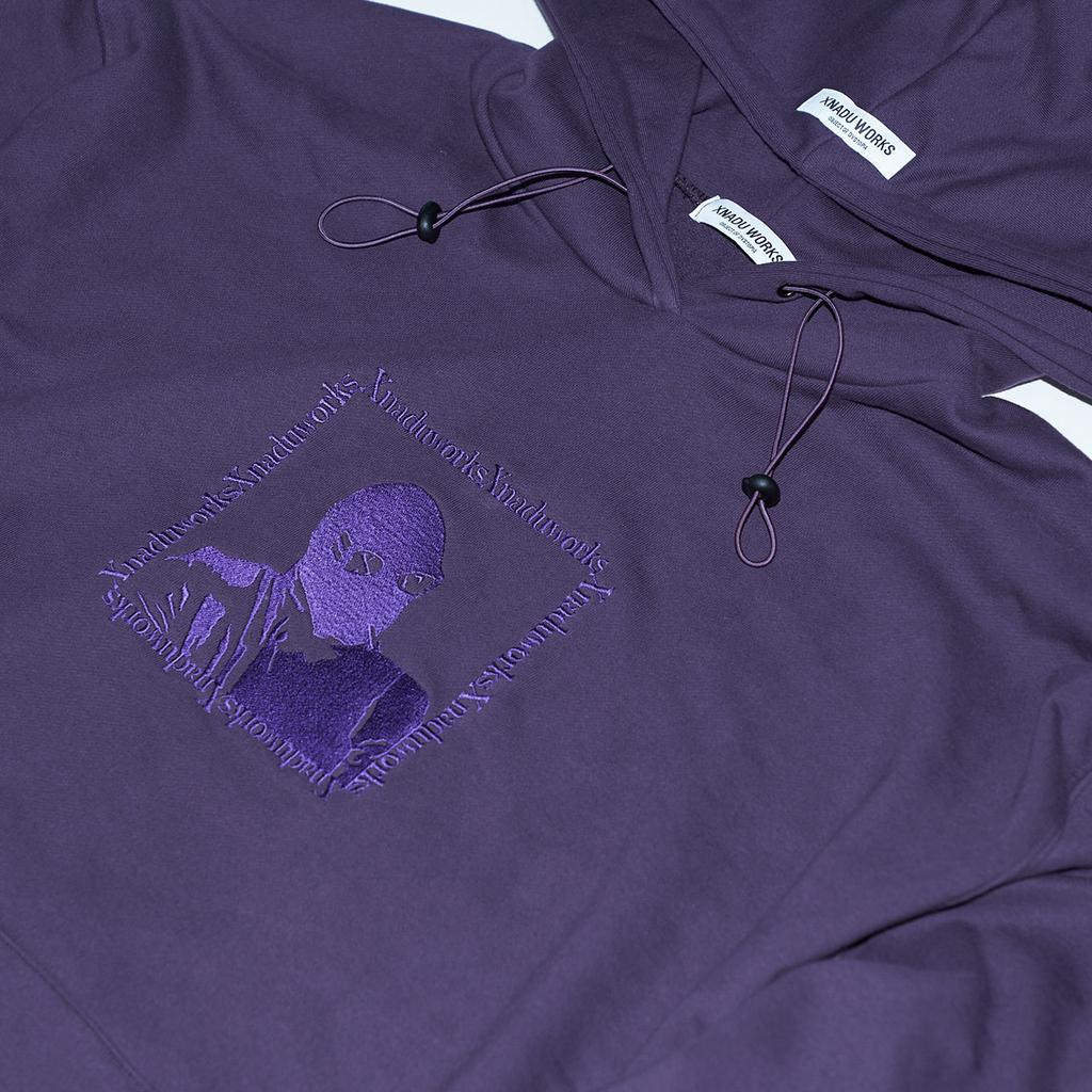 Square Embroidered Logo Hoodie Purple