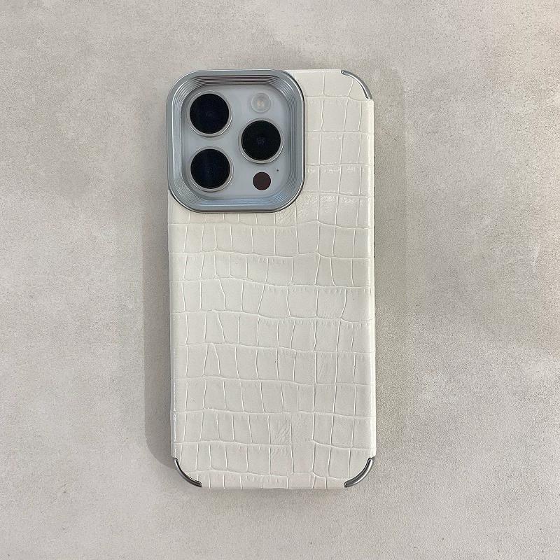 Alligator Leather Pattern Suitable for IPhone16 Mobile Phone Case All-inclusive 15promax Solid Color 14 Retro 13/12/11 Couple All-inclusive Anti-drop