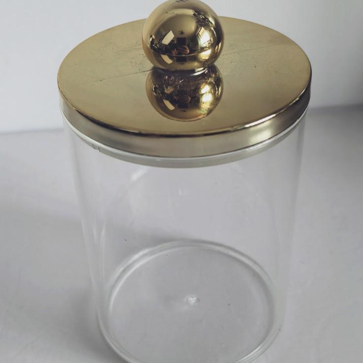 Suport transparent pentru bețișoare de bumbac cu model de diamant - capac din bambus, cutie rotundă portabilă pentru depozitarea cosmeticelor