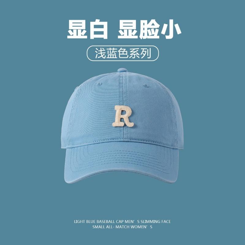 Light Blue Hat Women's Summer Alphabet Versatile Cap Sunshade Soft Top Baseball Cap