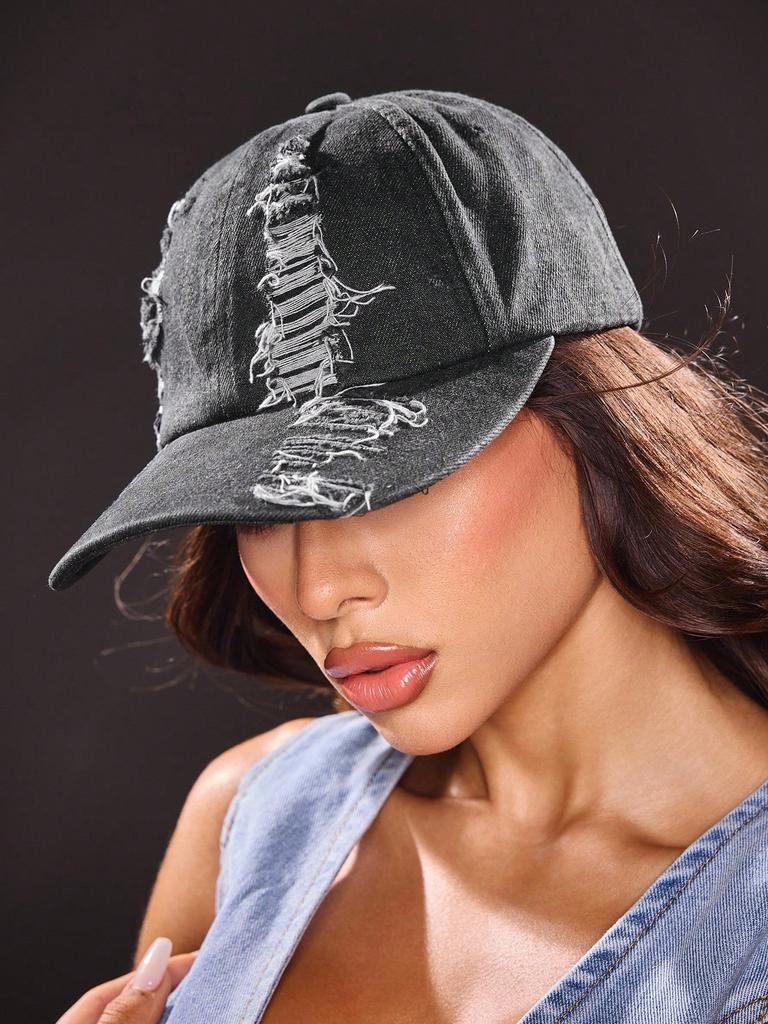 Damen Baseballkappe im lässigen Vintage-Stil, gewaschen und distressed