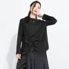 Tops casual larghi vintage neri a manica lunga asimmetrici da donna per primavera autunno t-shirt