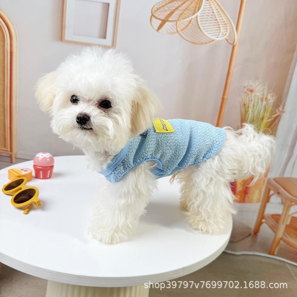 Spring and summer thin breathable hollow vest pet dog dog cat clothes more anti-hair loss than bear