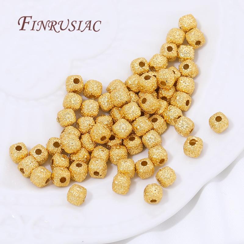 5.5mm 18K Gold Plated Brass Square Beads For Beading,Metal Separator Beads For Bracelets Accessories,DIY Jewelry Making Supplies