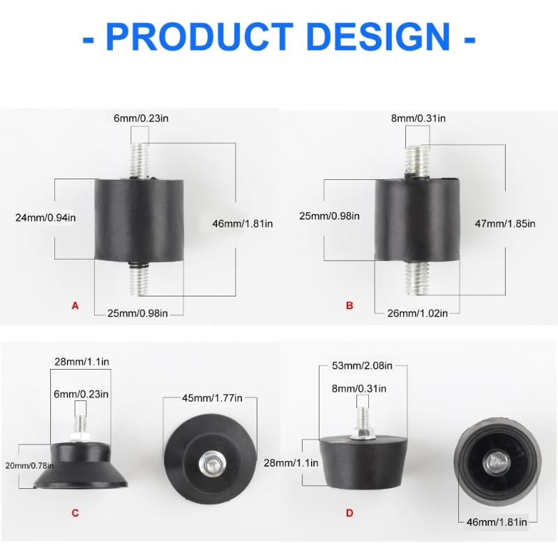 4Pieces Rubber Anti Vibration Pad Noise Dampening Feet for Sturdy Equipment Easy Installation Protective Designs