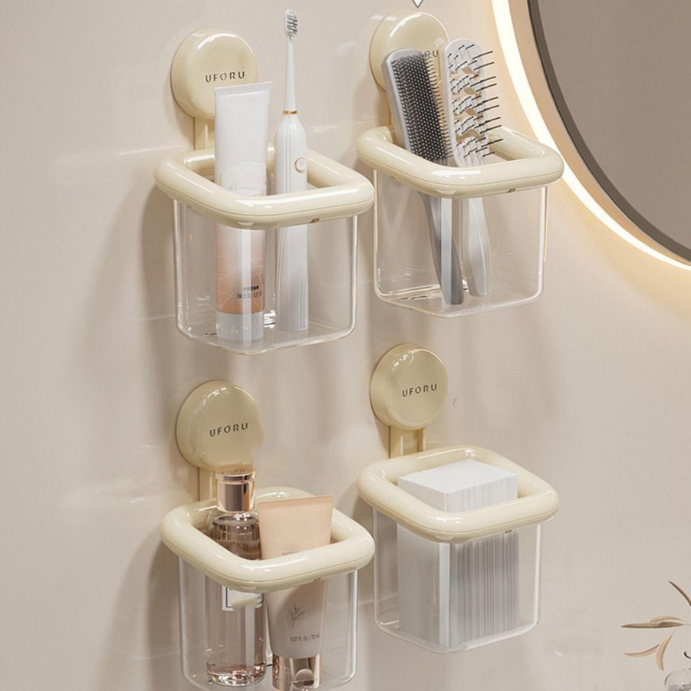 Multi-Functional Toothbrush Storage Rack Plastic Bathroom Shelf Storage Box  Bathroom