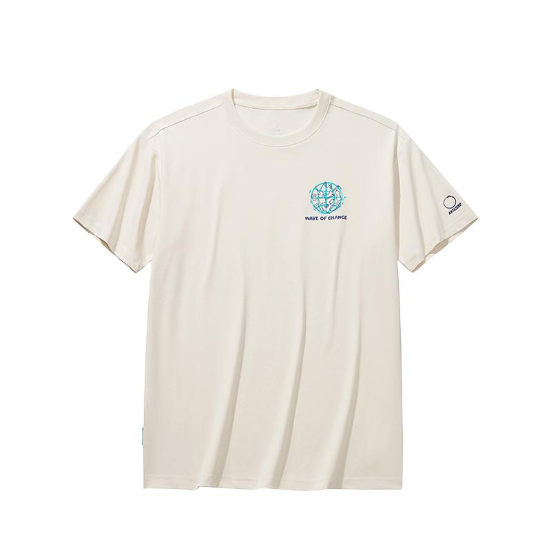 

Anta Team Zero Solid Color Round Neck Comfortable Breathable Versatile Short Sleeve T-Shirt Unisex Tops Oat-Milk-Gray 172536105G-1