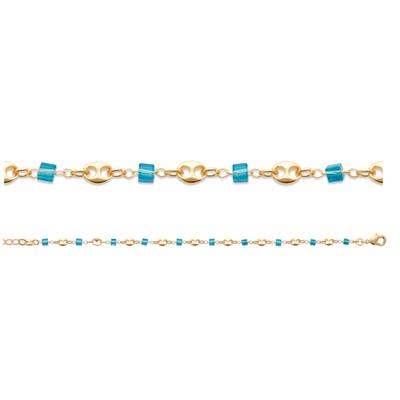 [R7747] - Pulseira Banhada a Ouro 'Sissi' ouro branco - 18 cm 4x3 mm (café em grão)