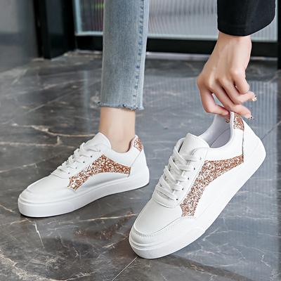 White Shoes 2024 New Versatile Student Sports Flat Bottom Casual Thick Sole Height Increasing Board Shoes