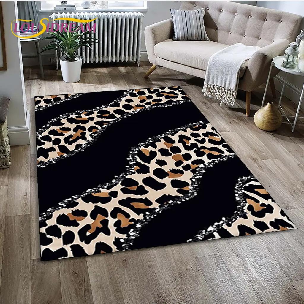 Wild Leopard Print 3D Series Area Rug,Carpet Rug for Home Living Room Bedroom Sofa Doormat Kitchen Decor,kids Non-slip Floor Mat