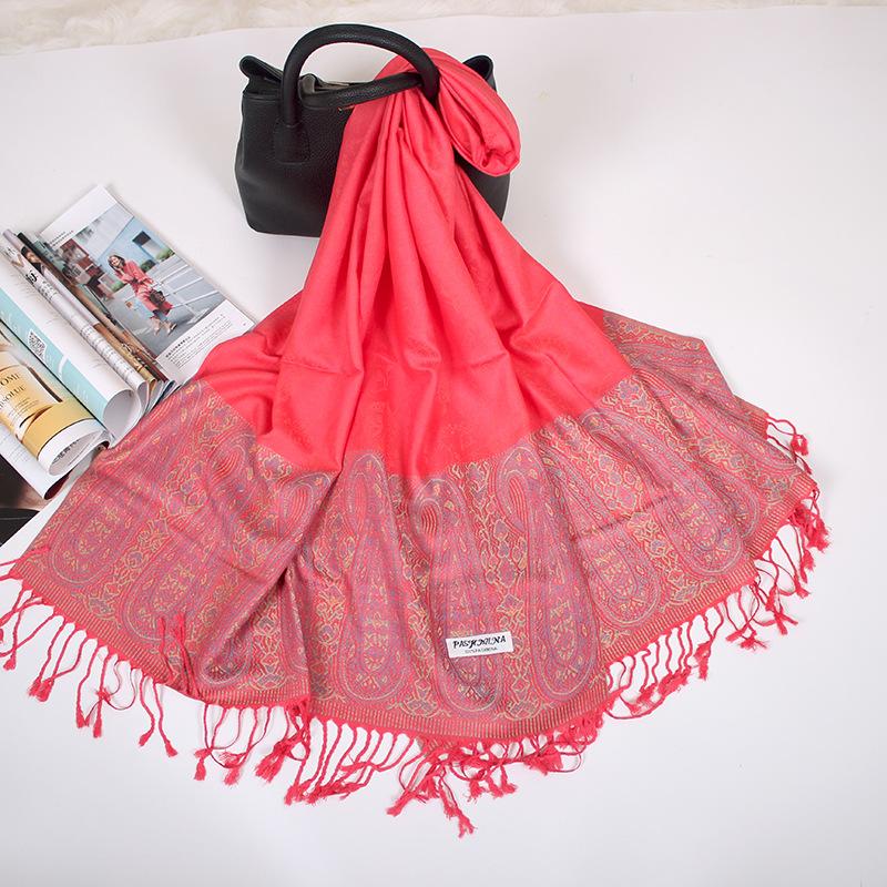 Ethnic Style Cashew Scarf Air Conditioner Large Shawl Scarf Dual-Purpose Jacquard Fringed Spring And Summer Long Cotton Scarf Women