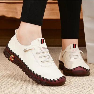 Zapatos de cuero informales transpirables para mujer, tendón de ternera, parte inferior suave, mejora la comodidad general del pie, zapatos grandes para mujer