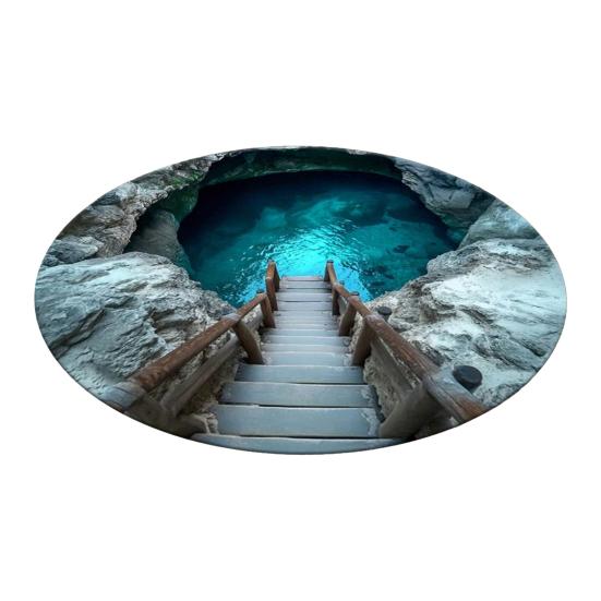 Round 3D Hole Rug Realistic Optical Illusion Floor Mat Machine Washable Non-Slip Bedroom Area Rug for Entrance Living Room