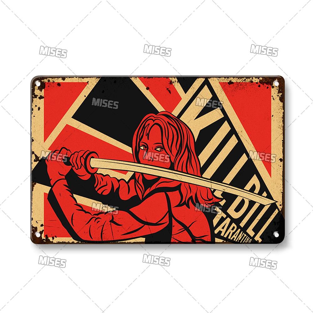 MISES Kill Bill:Sv.1 Klasický filmový bar Kovová cedule Vintage plakát Rezavý kovový talíř Průmyslový dekor Domov Kavárna Klub Kovová plaketa