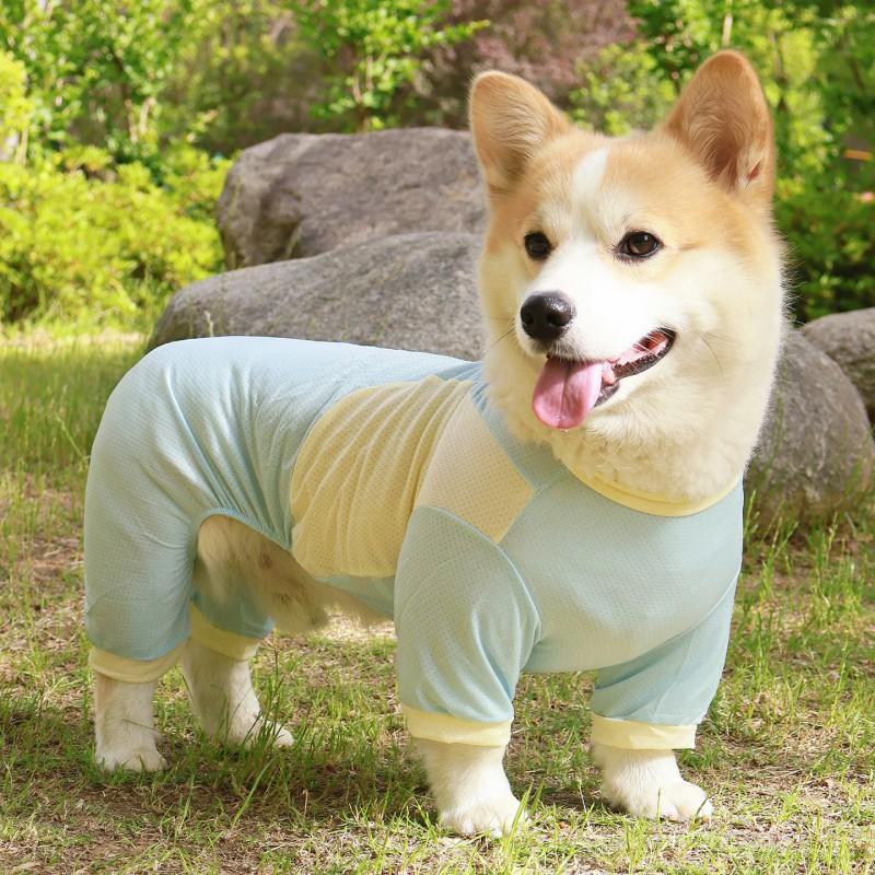Lightweight Dog Suit Corgi Shiba Pomeranian 4-Legged Cooling UV Protection Anti-Shedding Home Wear
