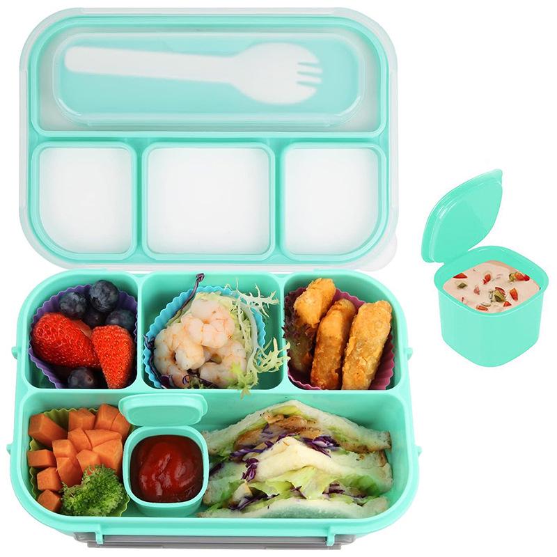Set da 16 pezzi di portapranzo bento in plastica per studenti con scomparti adatti al microonde e stuzzicadenti per frutta