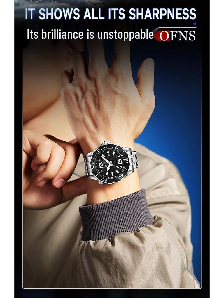 Oufanni Men's Rotating Bezel Quartz Watch - Waterproof, Douyin Style, High-Value with Single Calendar