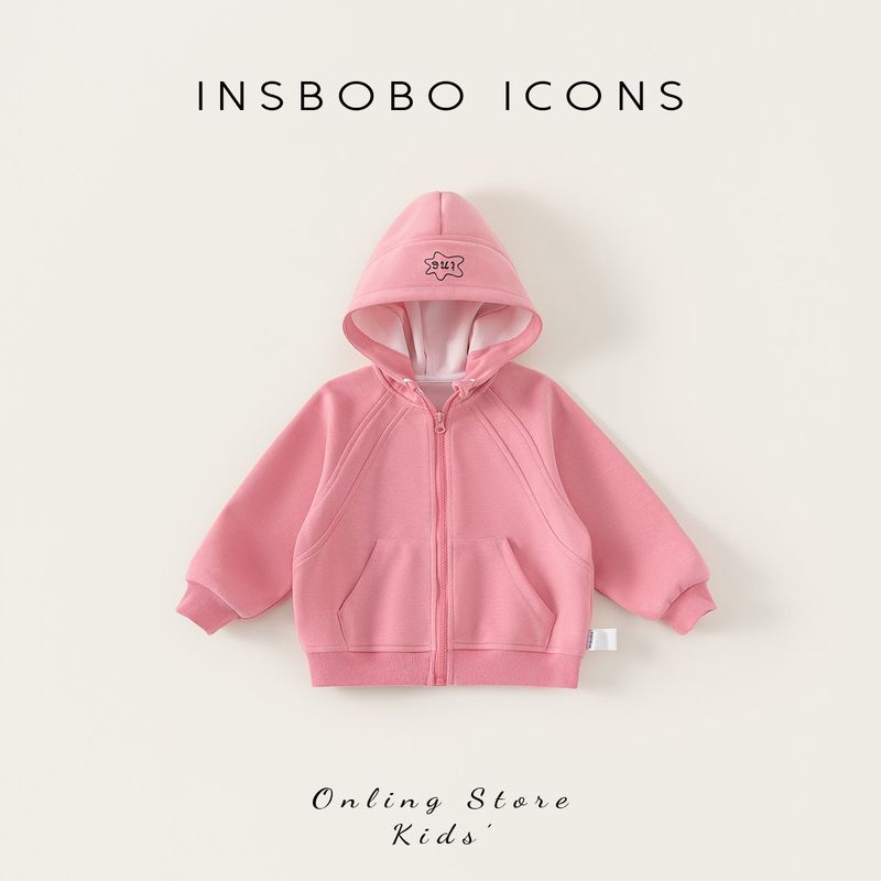 Insbobo Boys  Jacket 2026 Spring New Casual Girls  Hooded Sweatshirt Stylish Children s Long-Sleeve Top Pink 80