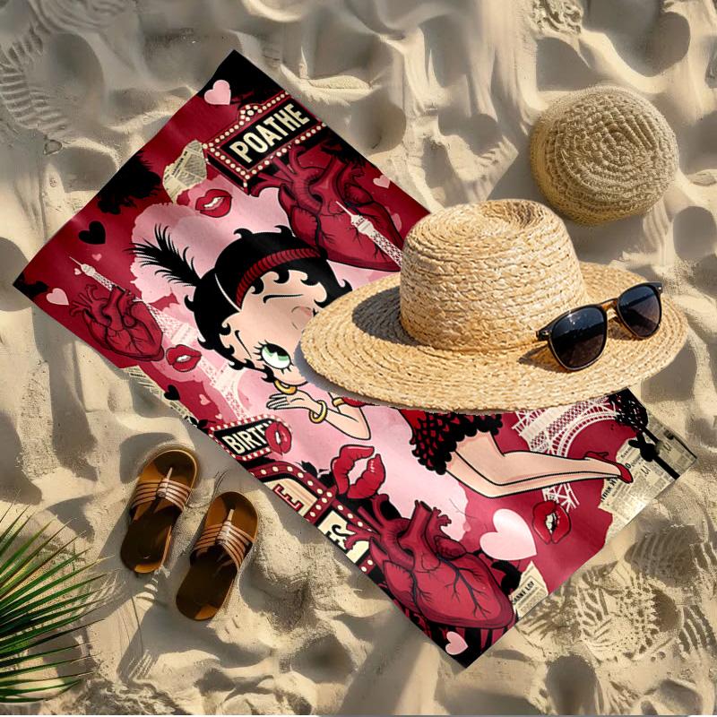 Sexy Doll Print Beach Towel Design, Soft, Lightweight. for Home Bathroom, Spa, Pool, Yoga, Surfing, Camping, Gift for Family, Friend