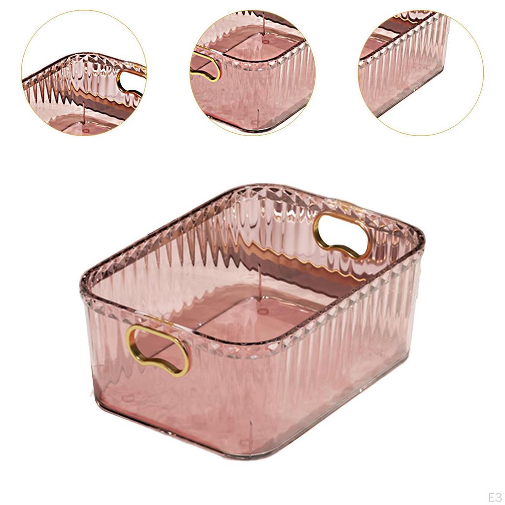 Acrylic Makeup Storage Bin Jewelry Organizer Built In Handles 23.3x15.7x8.8cm Basket