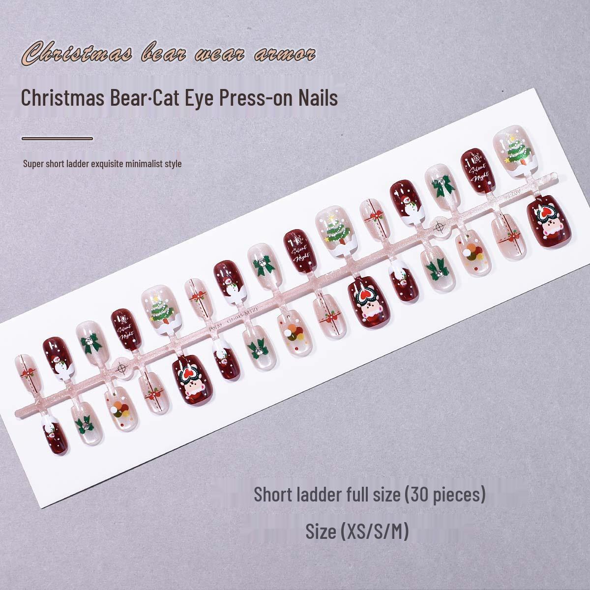 

Christmas Panda Eye Press-on Nails - Festive & Cute