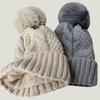 Versatile Warm Foreign Trade Style European American Knitted Hat Solid Color Knitted Hat Women with Velvet Hat New Knitted Hat