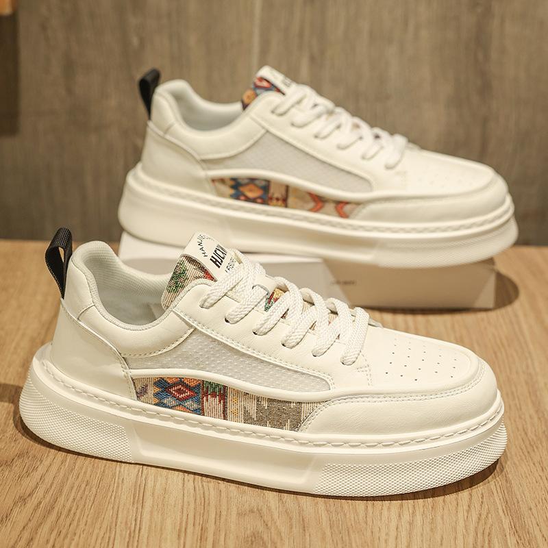 25 new heightening men's shoes summer breathable canvas board shoes men's platform niche design sports and leisure white shoes