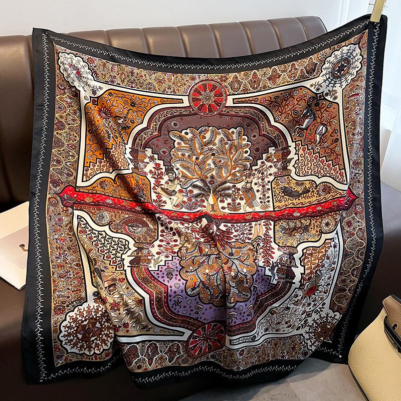 Korean New Style Big Square Scarf Scarf for Women Versatile Spring and Autumn Summer Thin Style Paired with Suit Shawl Scarf