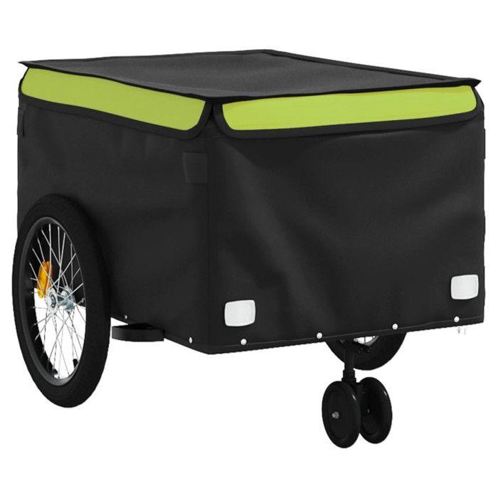 VidaXL Remorque de vélo noir et vert 45 kg fer 94116