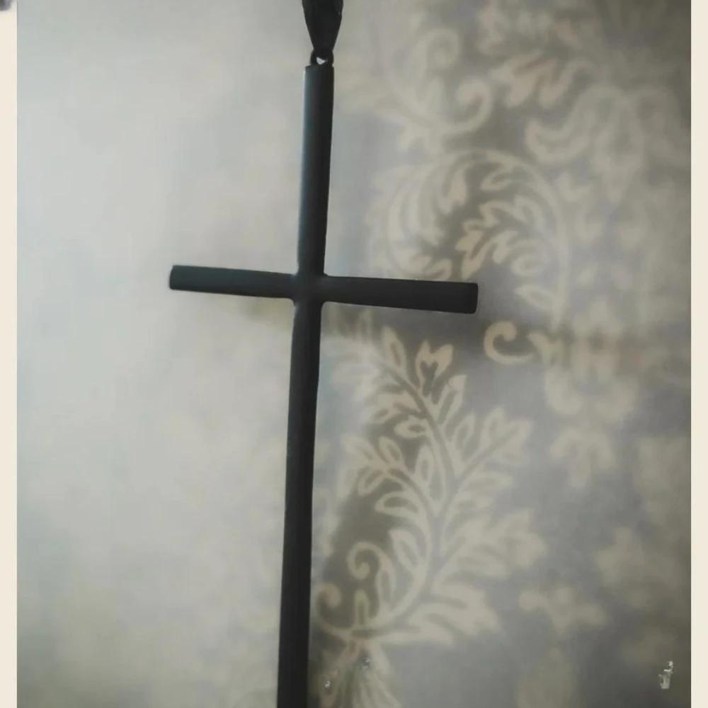 Gothic Victorian Black Cross Pendant Necklace for Women Men Halloween Personality Minimalism Amulet Collar Chain Jewelry Gifts