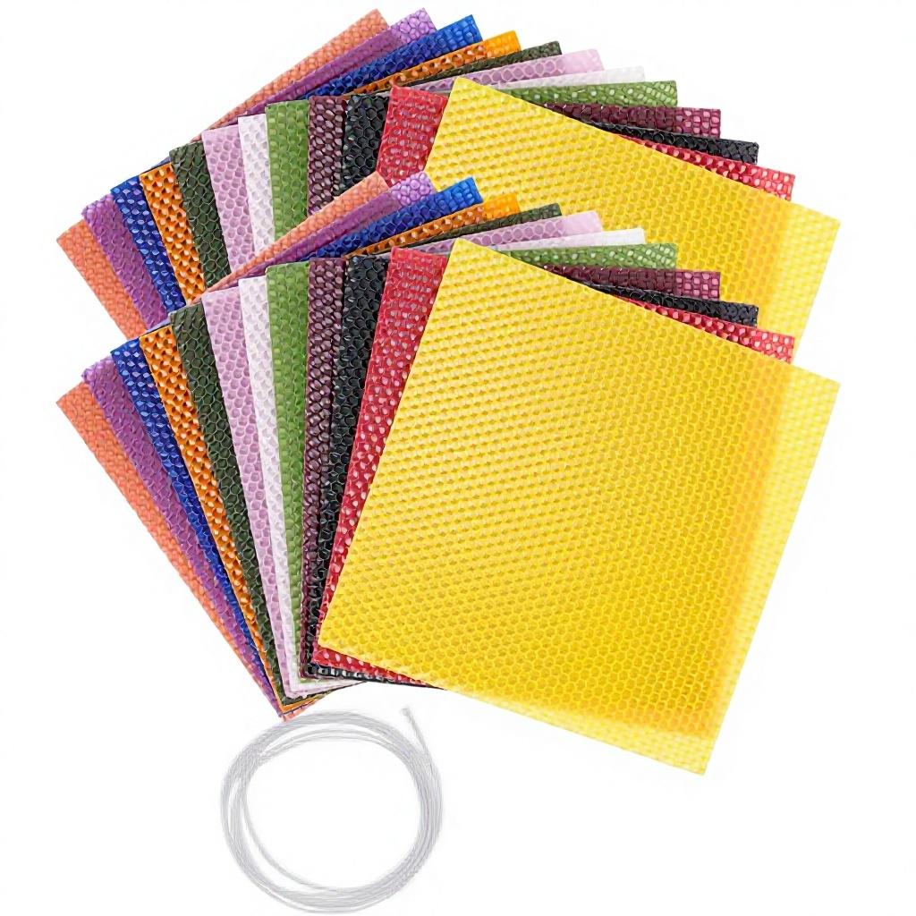 DIY Beeswax Sheets Candle Making Kit, Cotton Wick with Natural Scent, Eco-Friendly Environmental Product, Various Colors 20cm*20cm