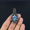 K2 Azurite Pendant, 999 Copper Wire Wrapped Gemstone Jewelry, Handmade Pendant, For Thanksgiving