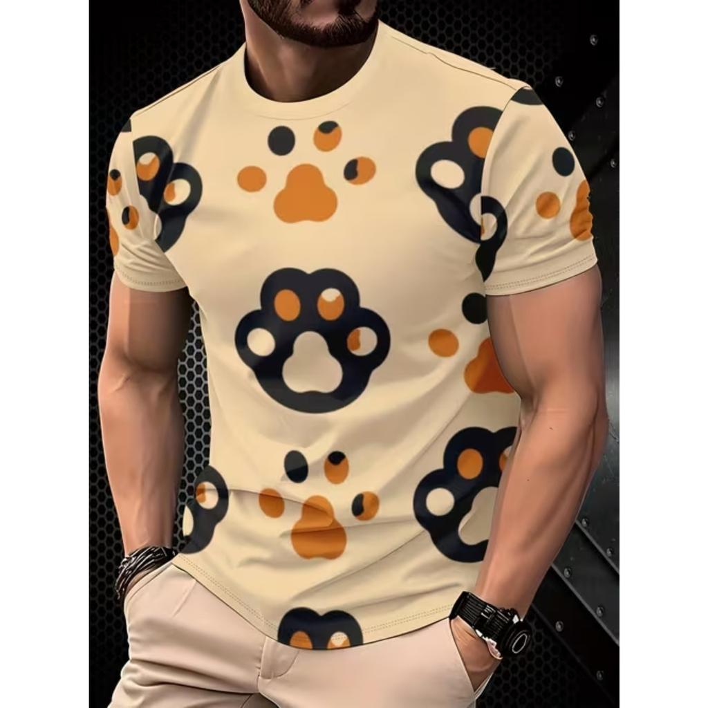 New Summer Men's Fashion T-shirt Personality Simple Pattern Printed Men's T-shirt Top