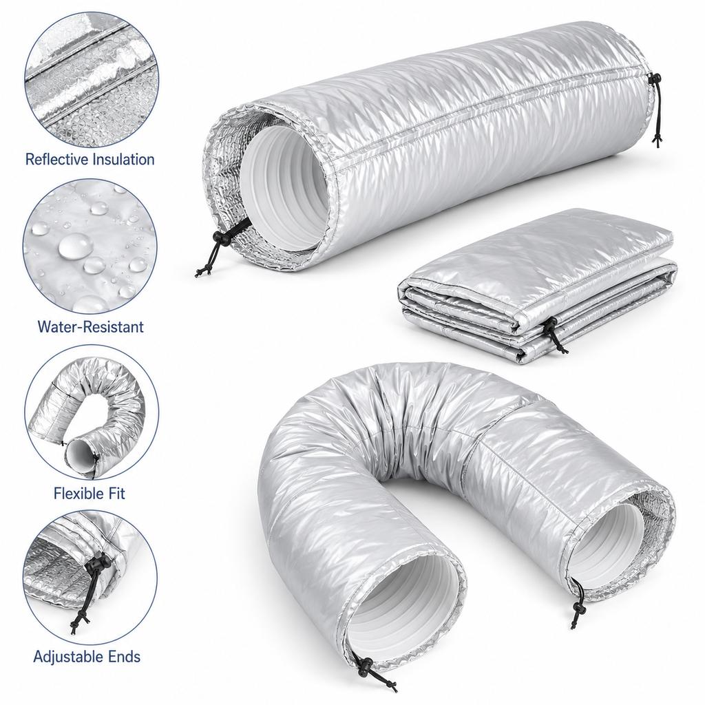 AC Vent Hose Insulation Sleeve Portable Heat Resistant Air Conditioner Duct Cover for Variable Temperature Room Cooling Use Kit