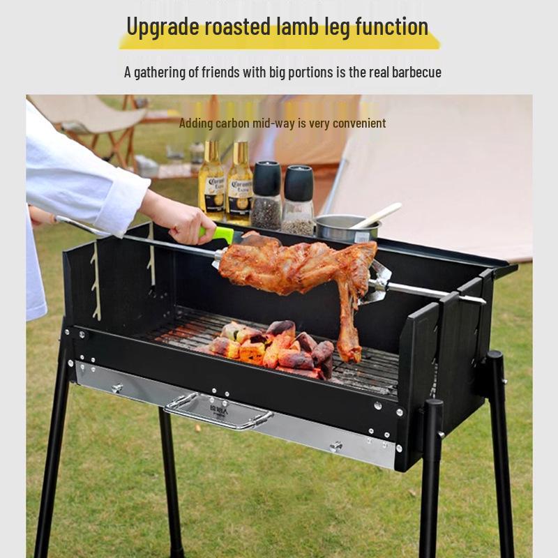 Stainless Steel Folding Portable Charcoal BBQ Grill and Utensils