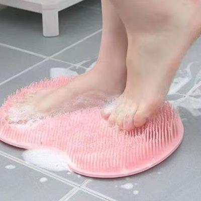 1PC Bathroom Massage Brush,No Punch Suction Cup Wall-Attached Bath Cleaner,Multi-Function Back & Foot Scrub Silicone Massage Mat
